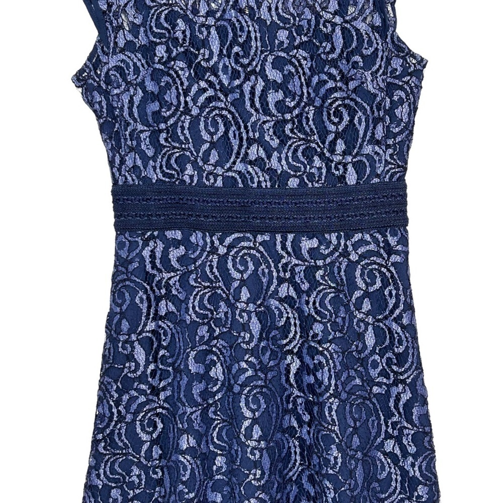 RACHEL Rachel Roy Dress Lined Cap sleeves Lace Gold zip Navy/light blue Size 4 - Picture 4 of 11